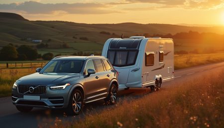 voiture (SUV) qui tire une caravane