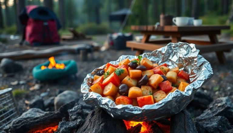 Cette poêlée rustique en papillote d'alu transforme vos légumes en festin camping en 30 minutes chrono
