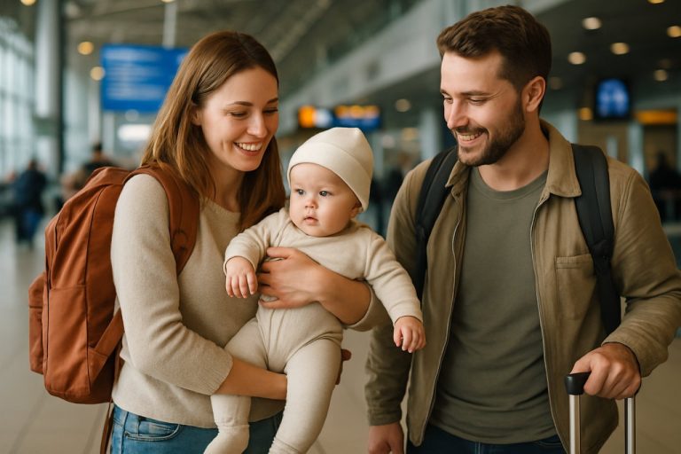 couple voyage avec un bébé